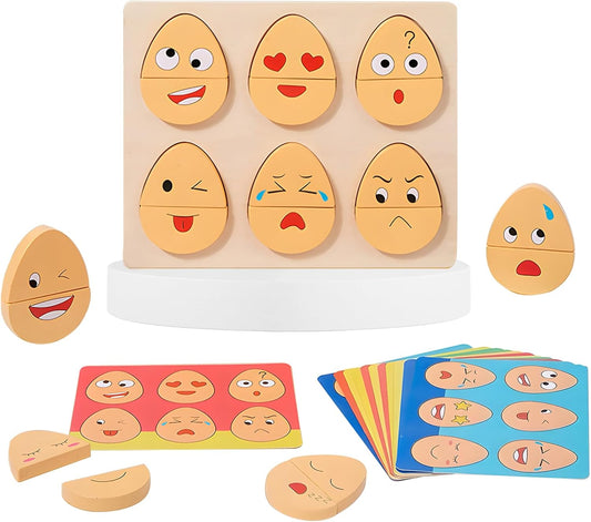 Montessori Emotion Matching Eggs – Wooden Expression Toy