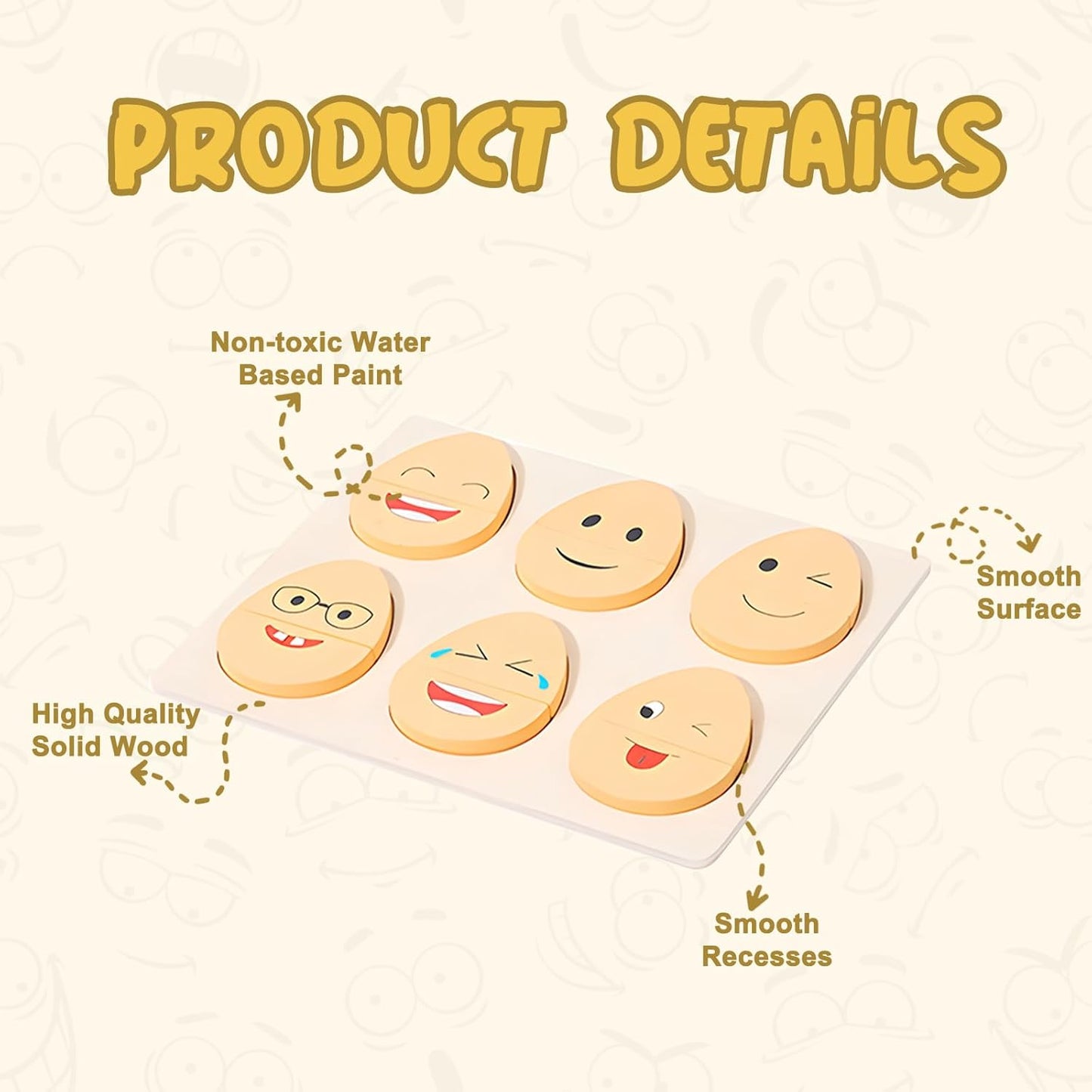 Montessori Emotion Matching Eggs – Wooden Expression Toy