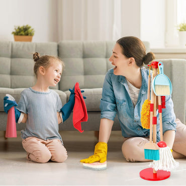 Montessori Wooden Cleaning Set – Broom, Mop & Housekeeping Tools