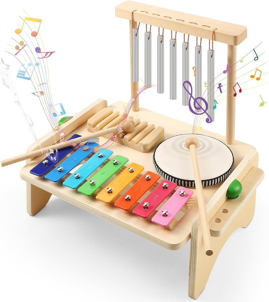 Montessori All-in-One Music Station – Drum, Xylophone & Chimes