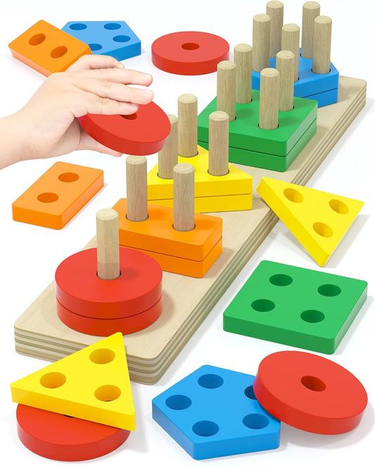 Montessori Wooden Stack & Sort Learning Toy