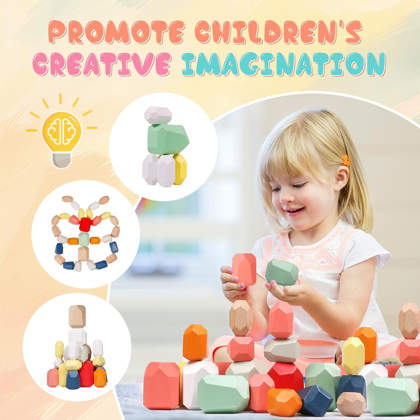 Montessori Wooden Balancing Stones
