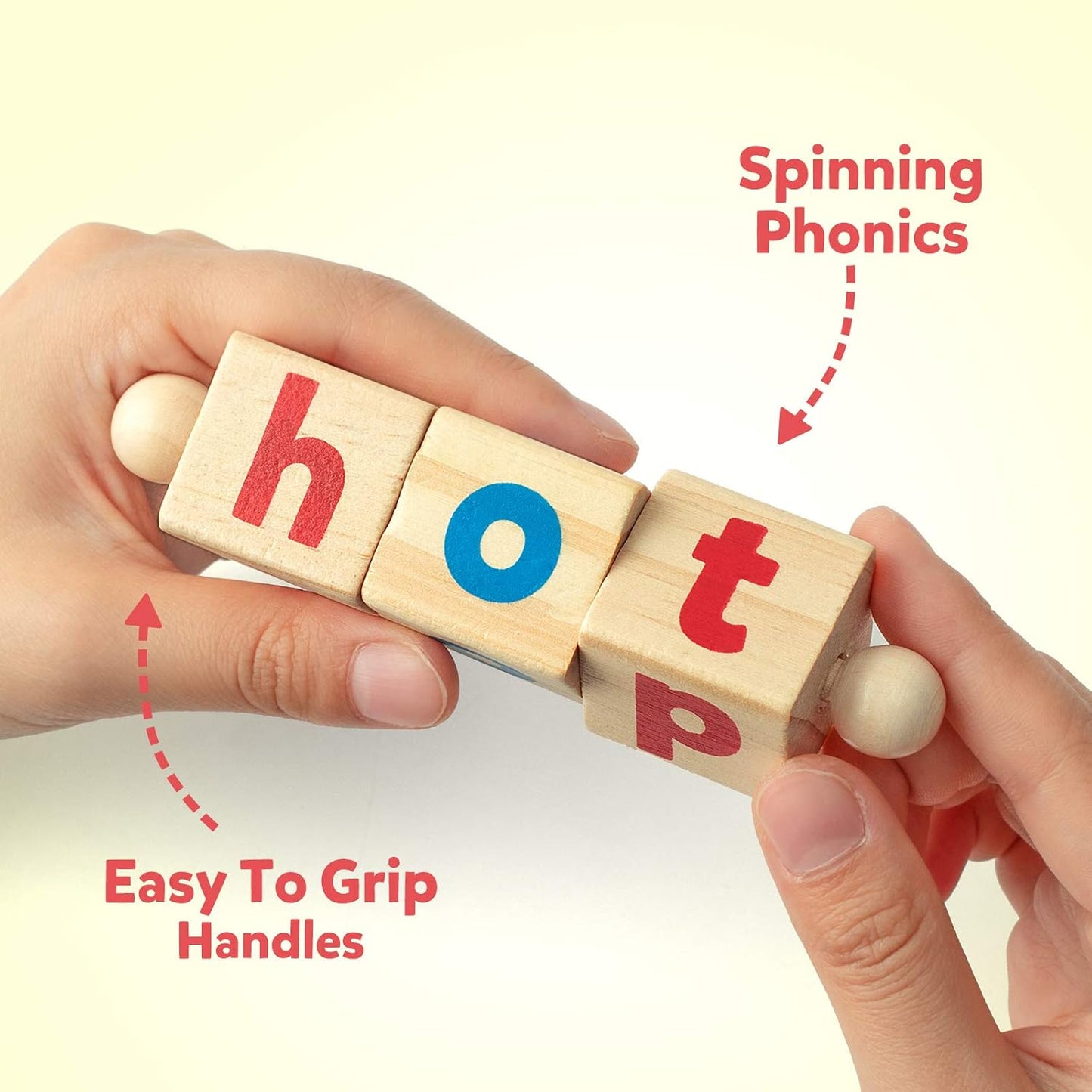 Montessori Spinning Word Builder – Wooden Phonics Toy