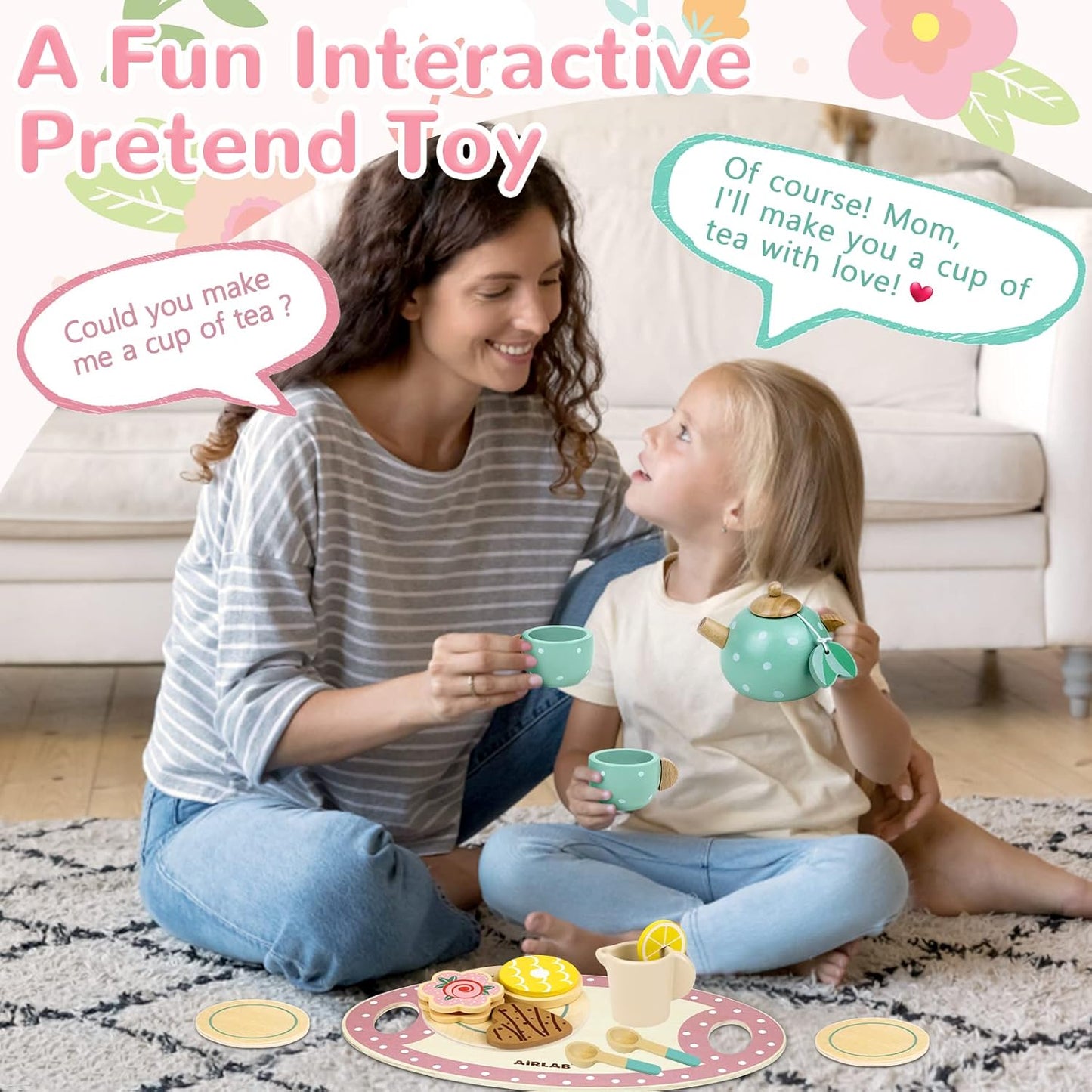 Montessori Wooden Tea Set – Pretend Play Party Time