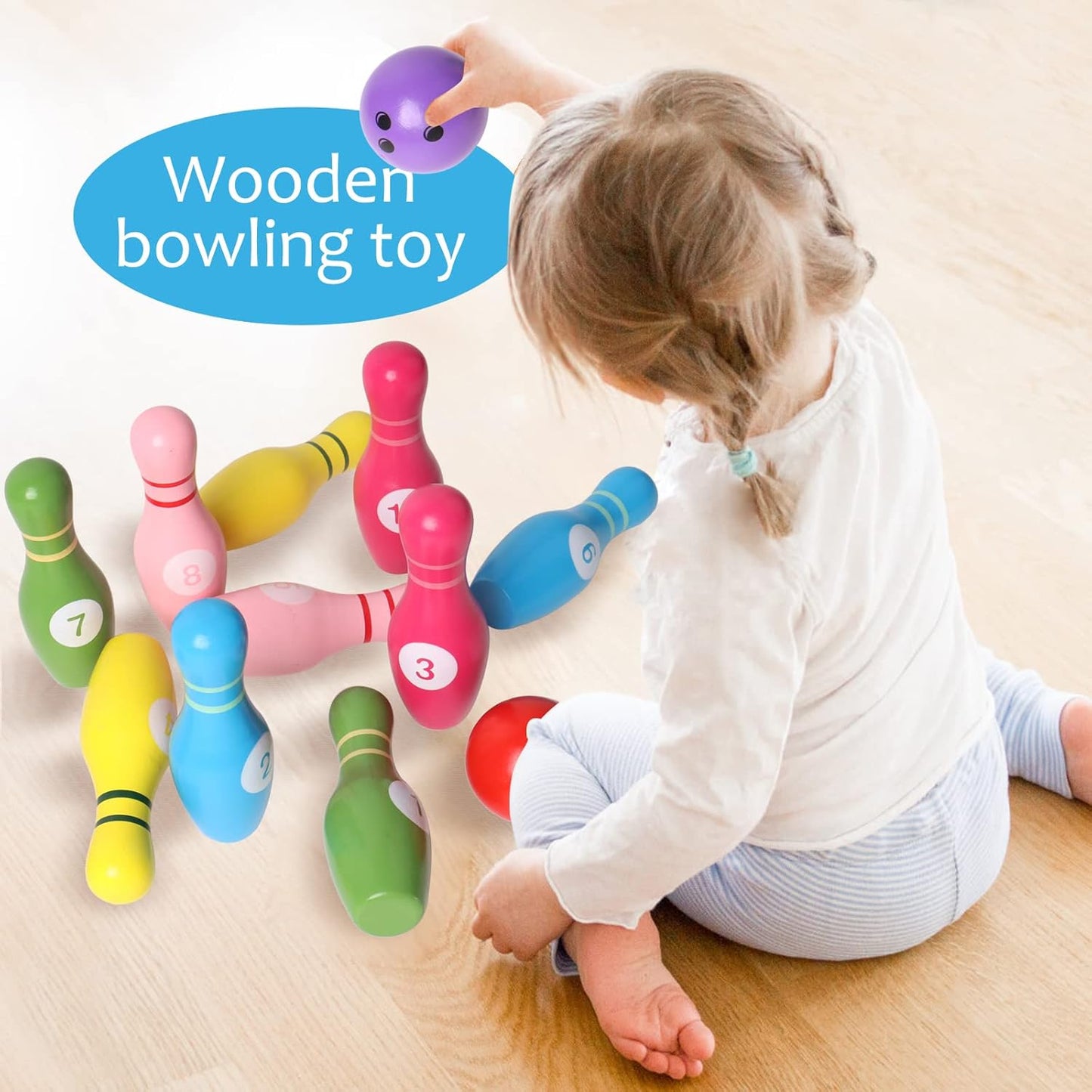 Montessori Wooden Bowling Set