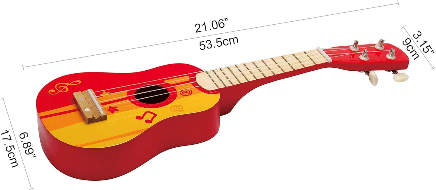 Hape Kid's Wooden Toy Ukulele, Red