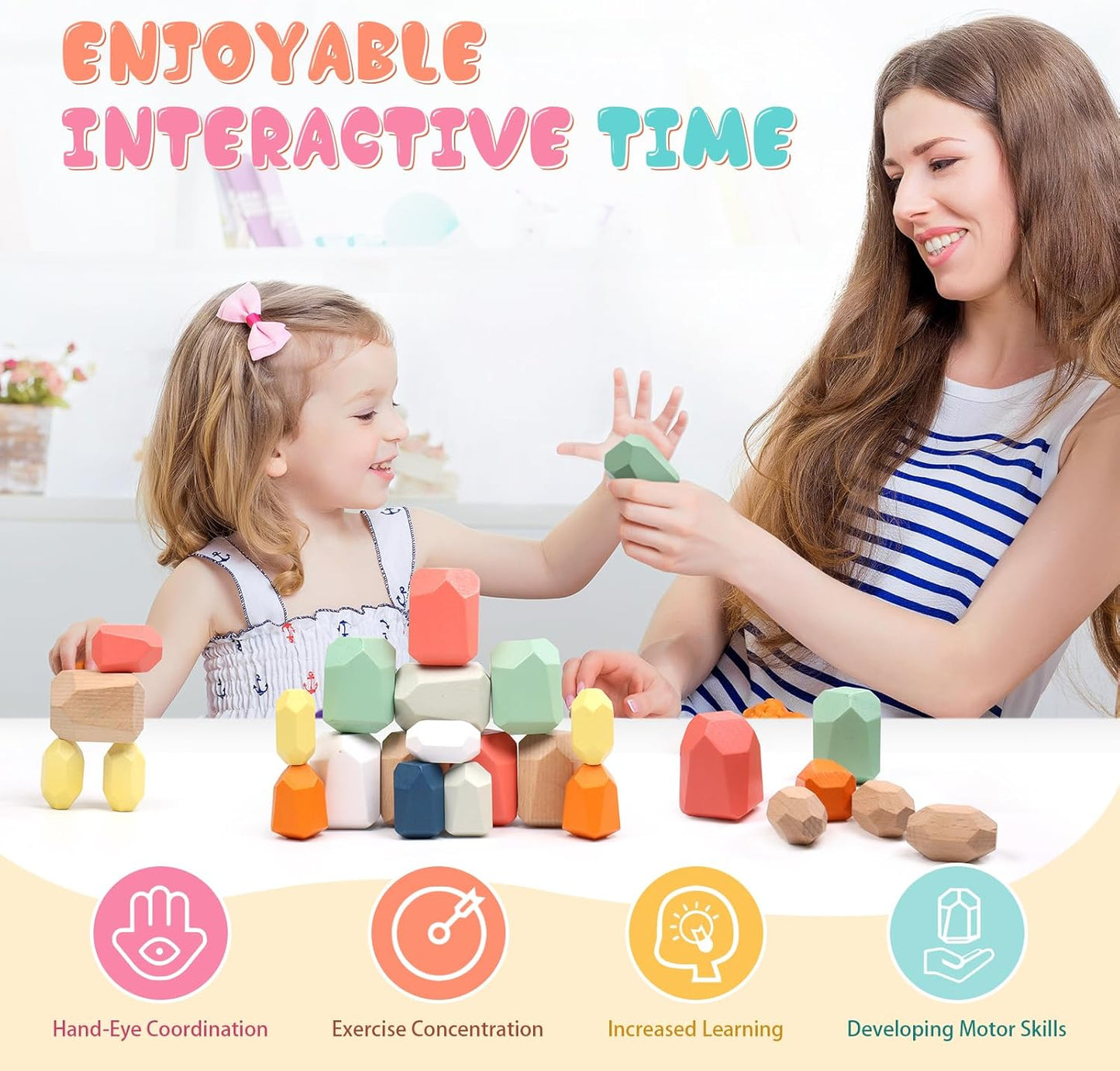 Montessori Wooden Balancing Stones