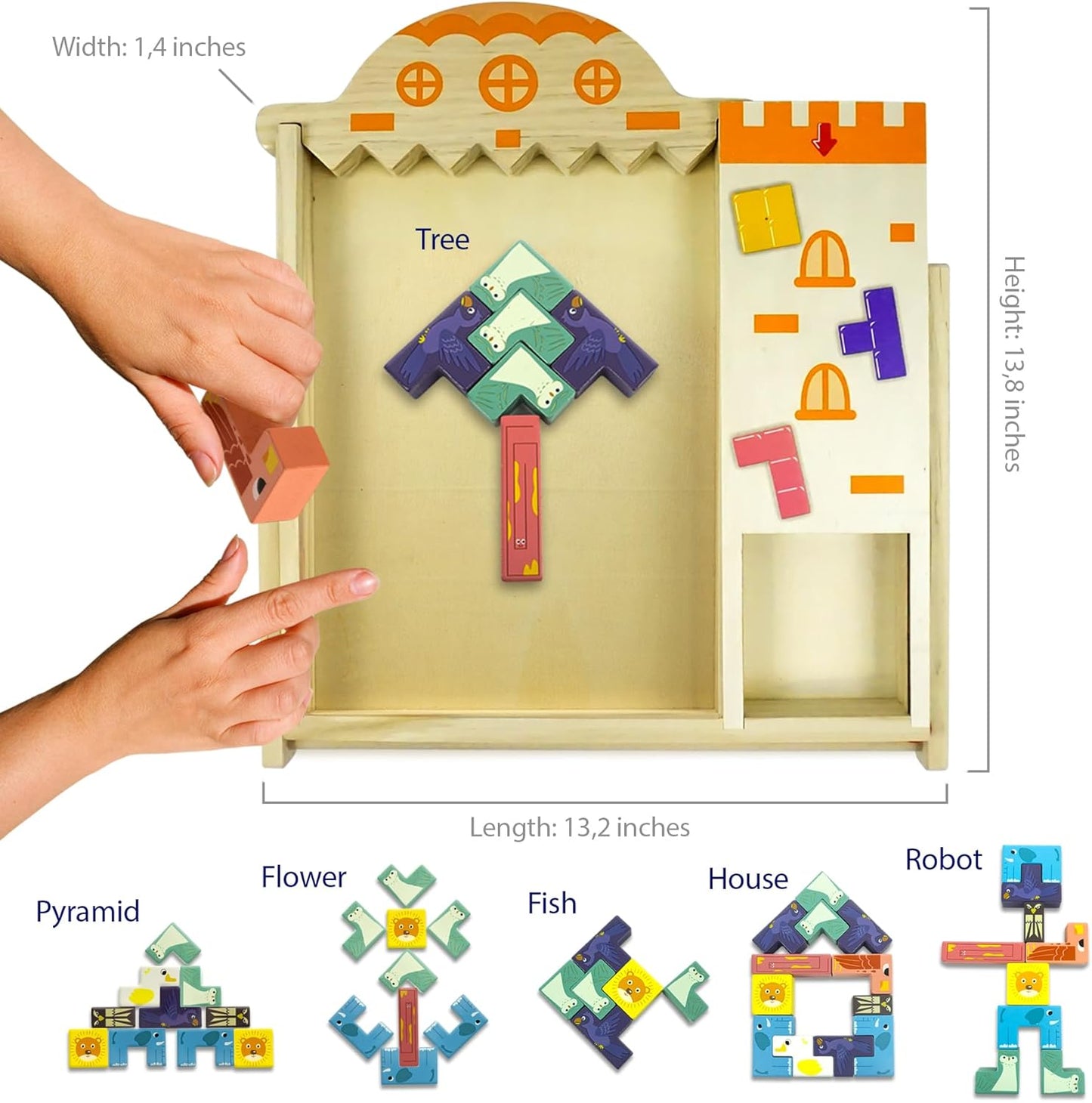 Montessori Wooden Tetris Puzzle Game