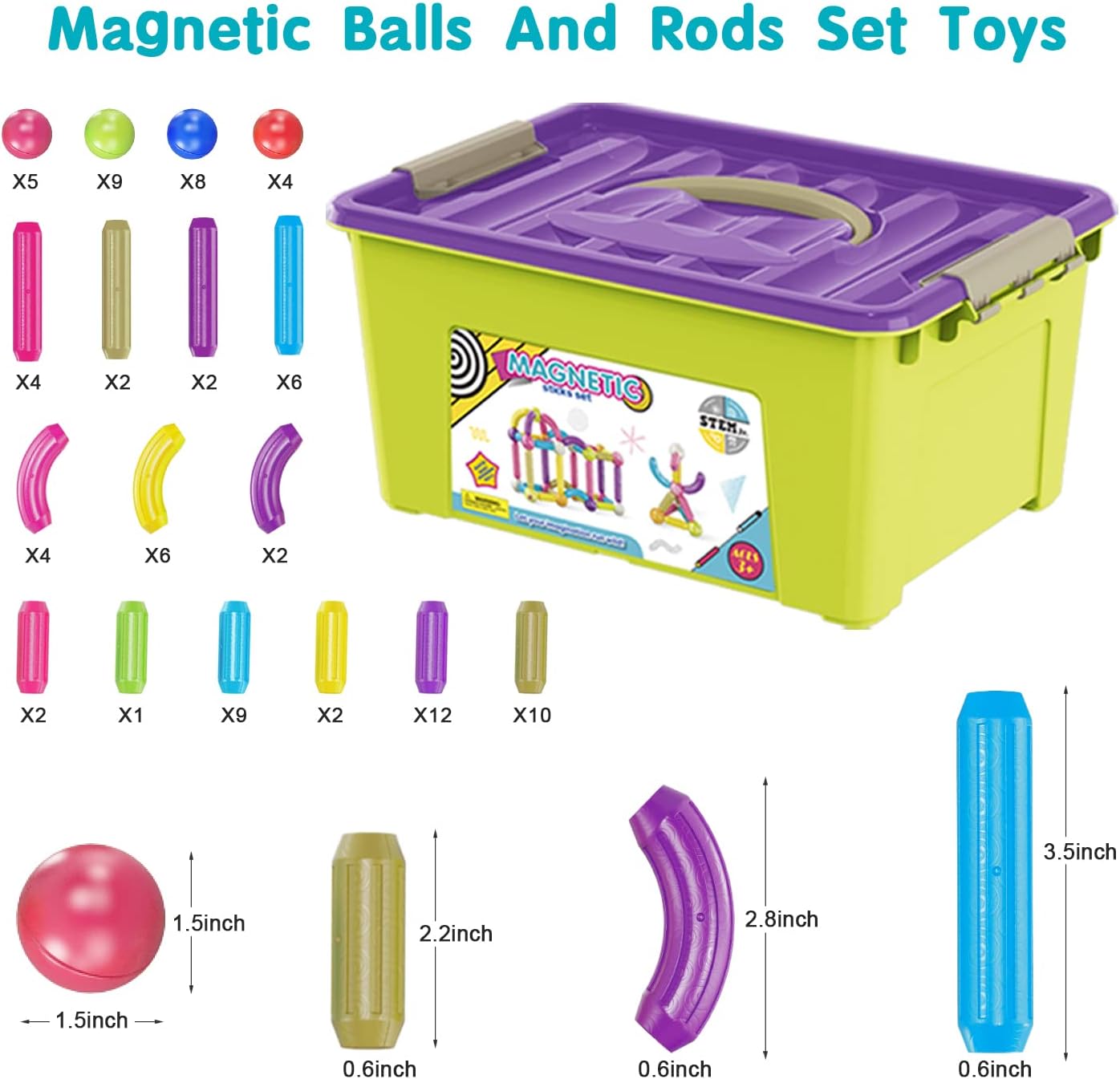Montessori Magnetic Building Rods & Balls Set