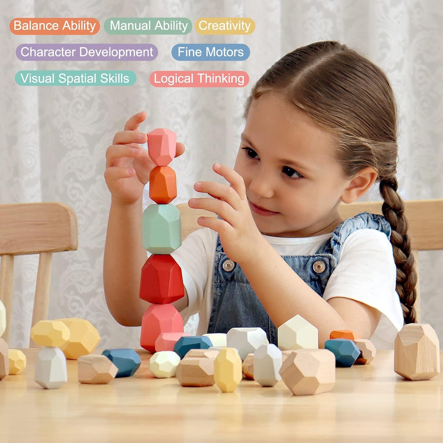Montessori Wooden Balancing Stones
