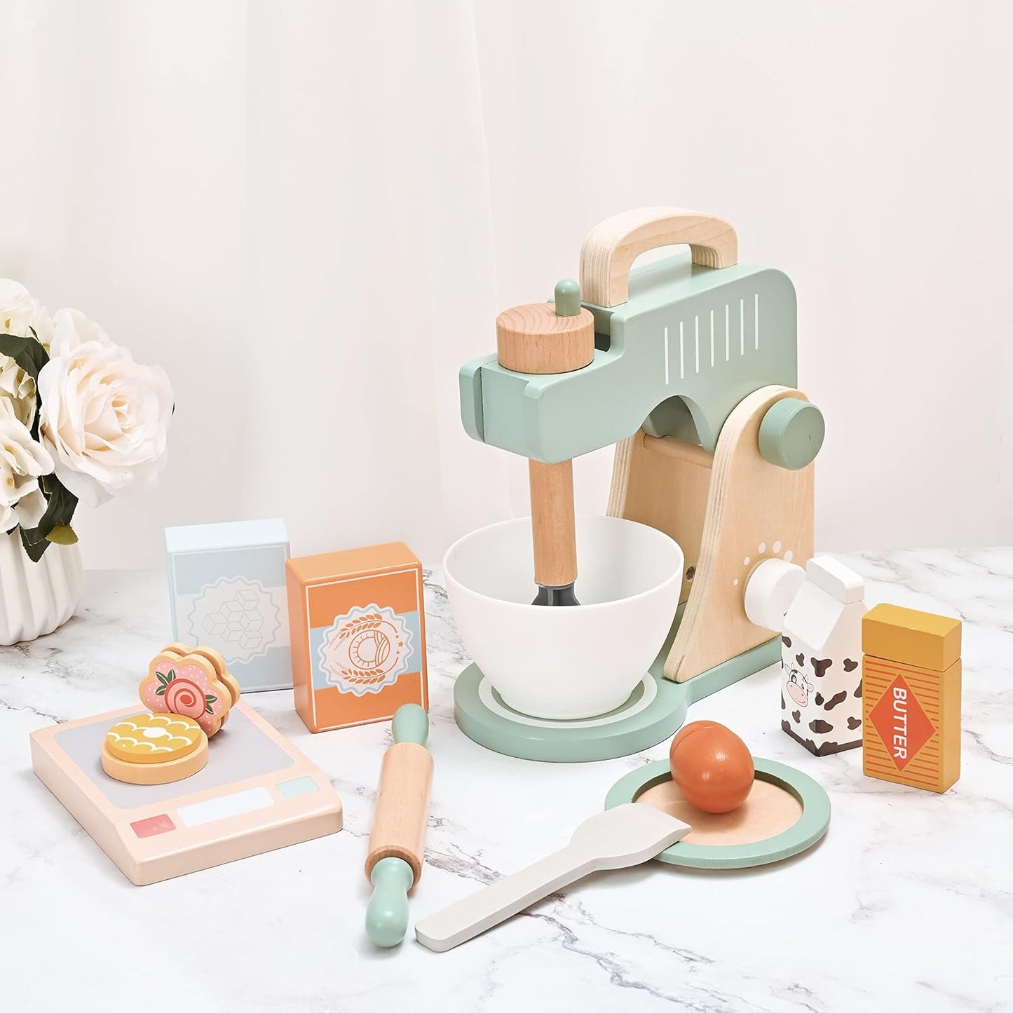 Montessori Wooden Mixer Set – Pretend Baking Play