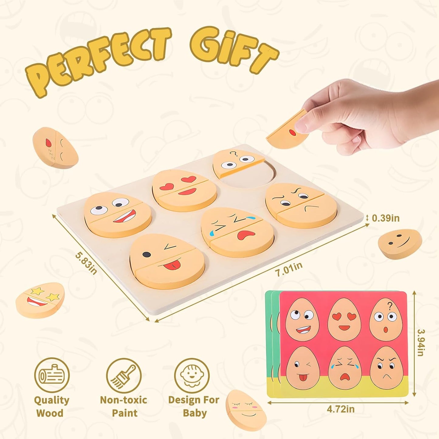 Montessori Emotion Matching Eggs – Wooden Expression Toy