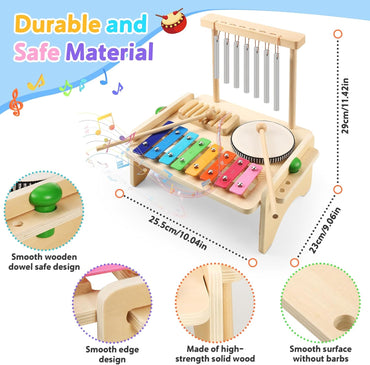 Montessori All-in-One Music Station – Drum, Xylophone & Chimes