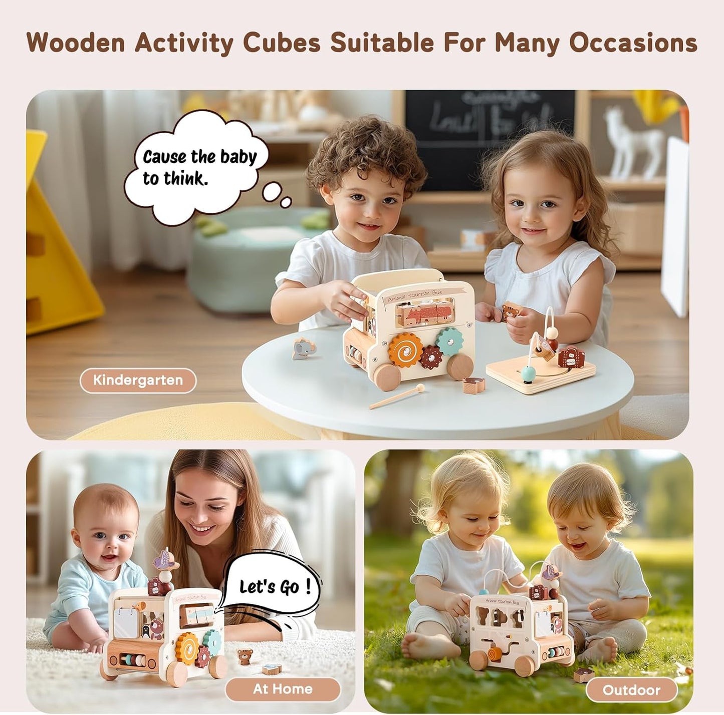 Montessori Wooden Safari Bus – 8-in-1 Activity Toy