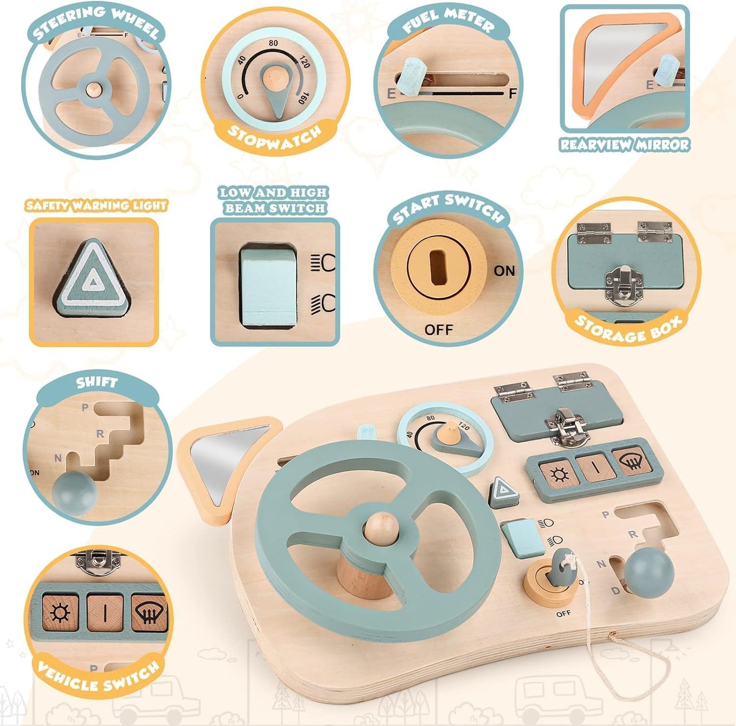 Montessori Wooden Driving Busy Board