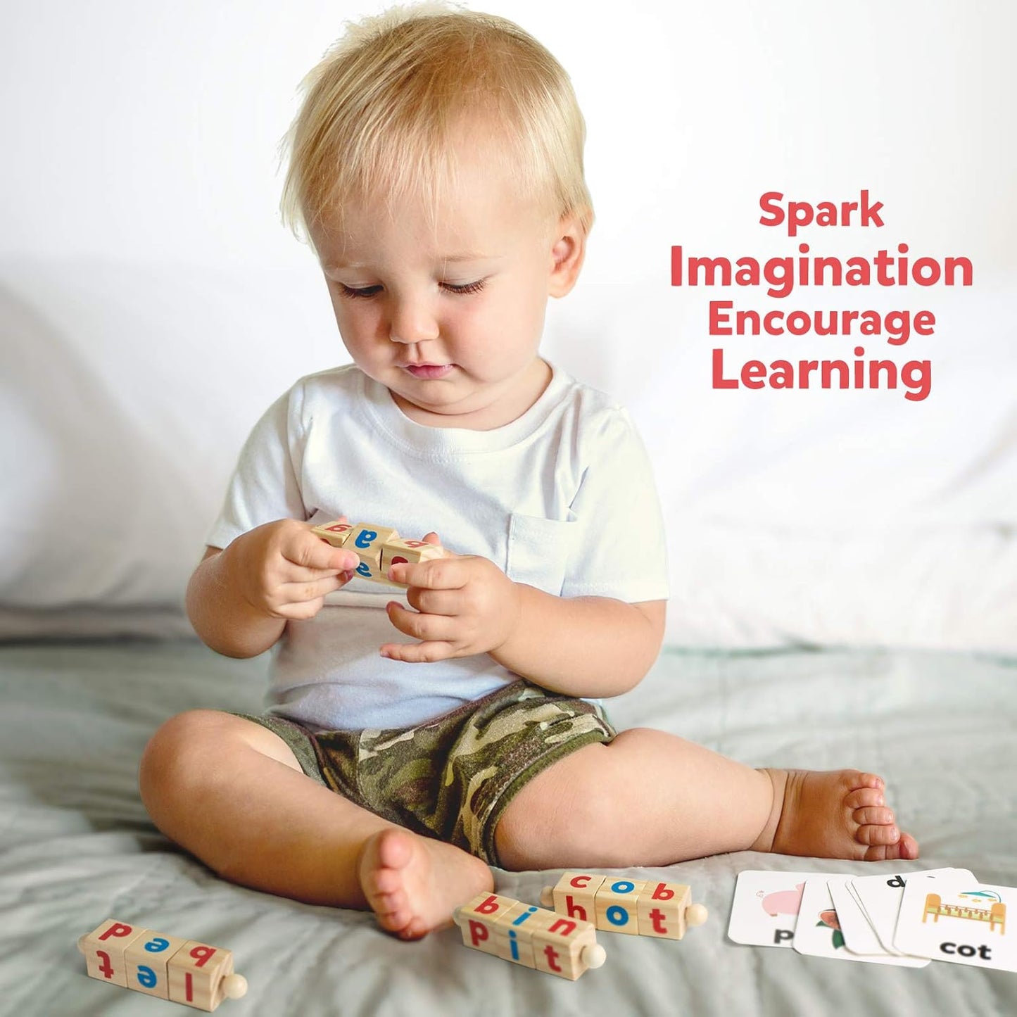 Montessori Spinning Word Builder – Wooden Phonics Toy
