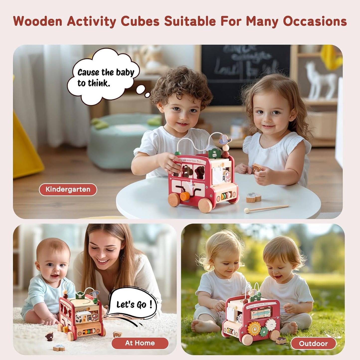 Montessori Wooden Safari Bus – 8-in-1 Activity Toy