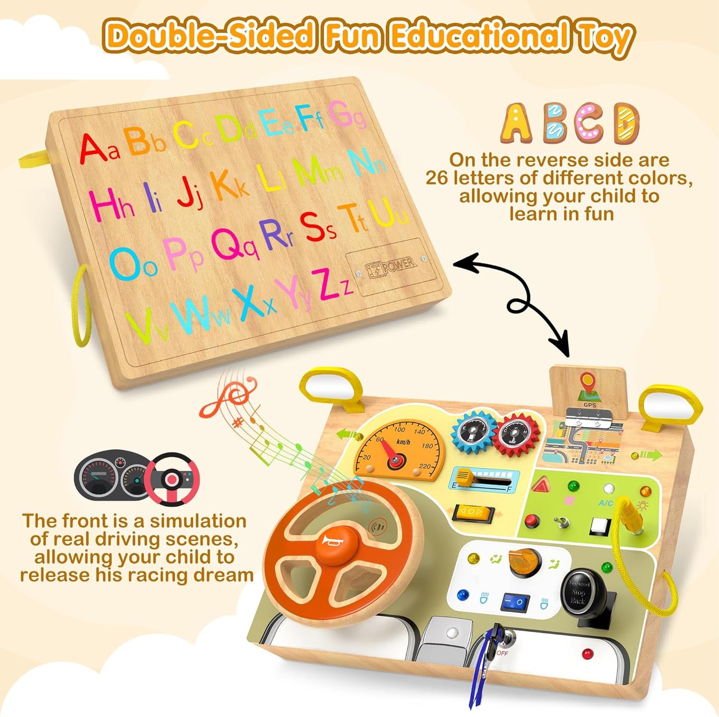 Montessori Deluxe Wooden Driving Busy Board