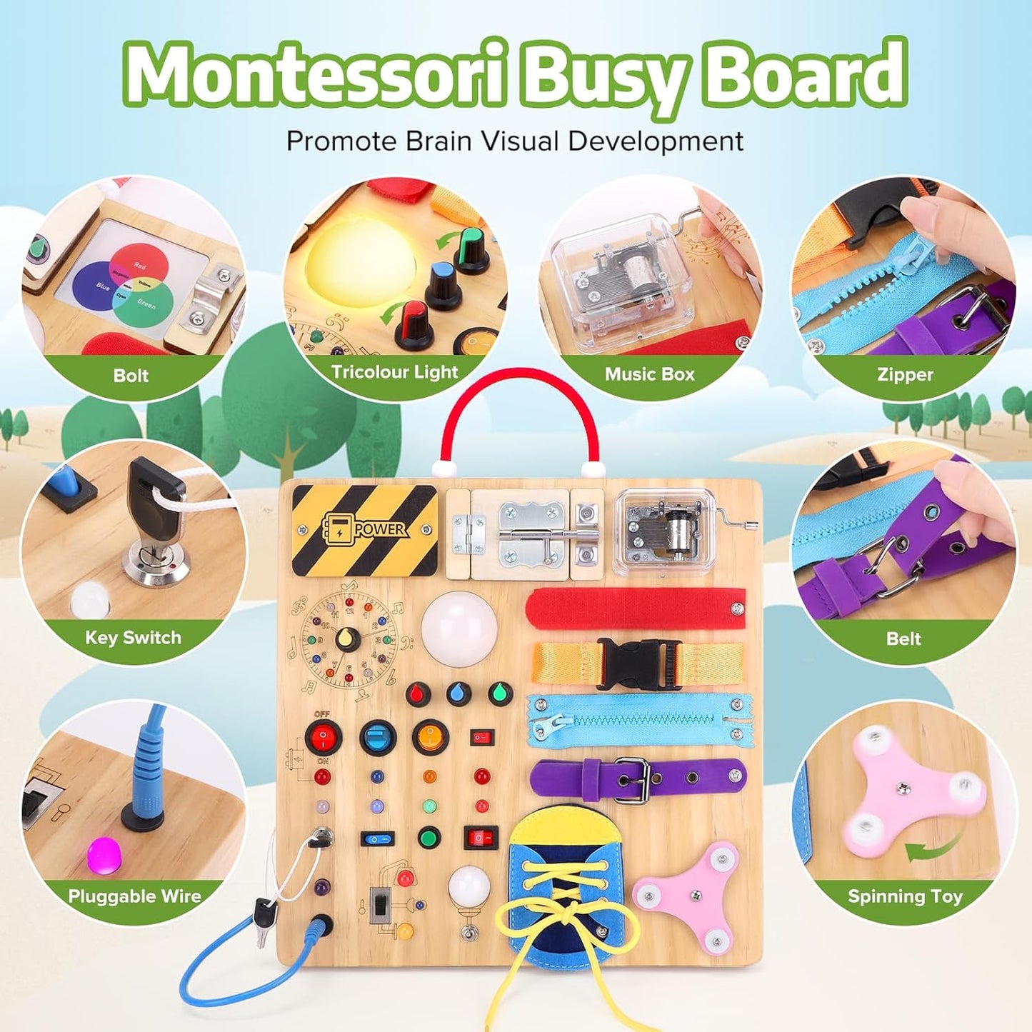 Montessori Deluxe Wooden Light Switch Board