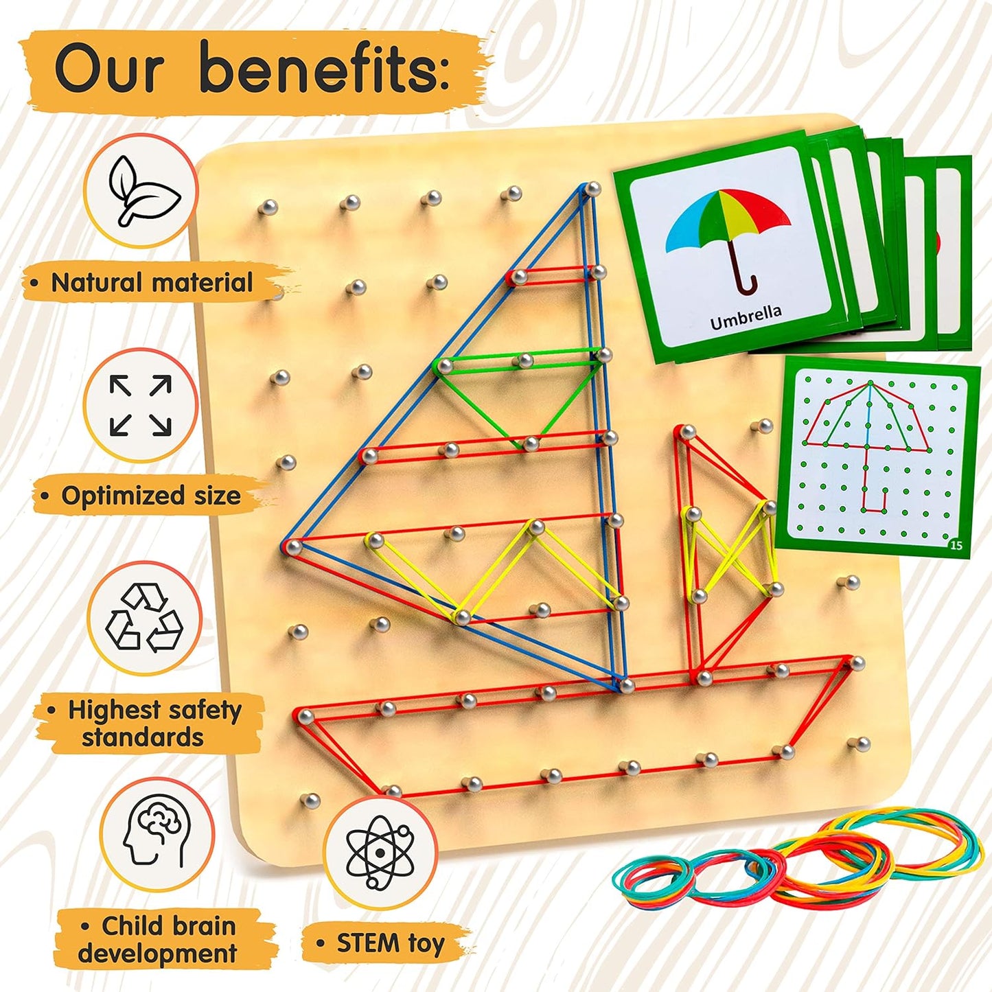 Montessori Geo Learning Board – Peg & Pattern Play