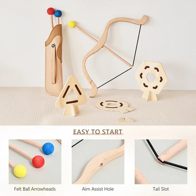 Montessori Wooden Bow & Arrow Toy Set
