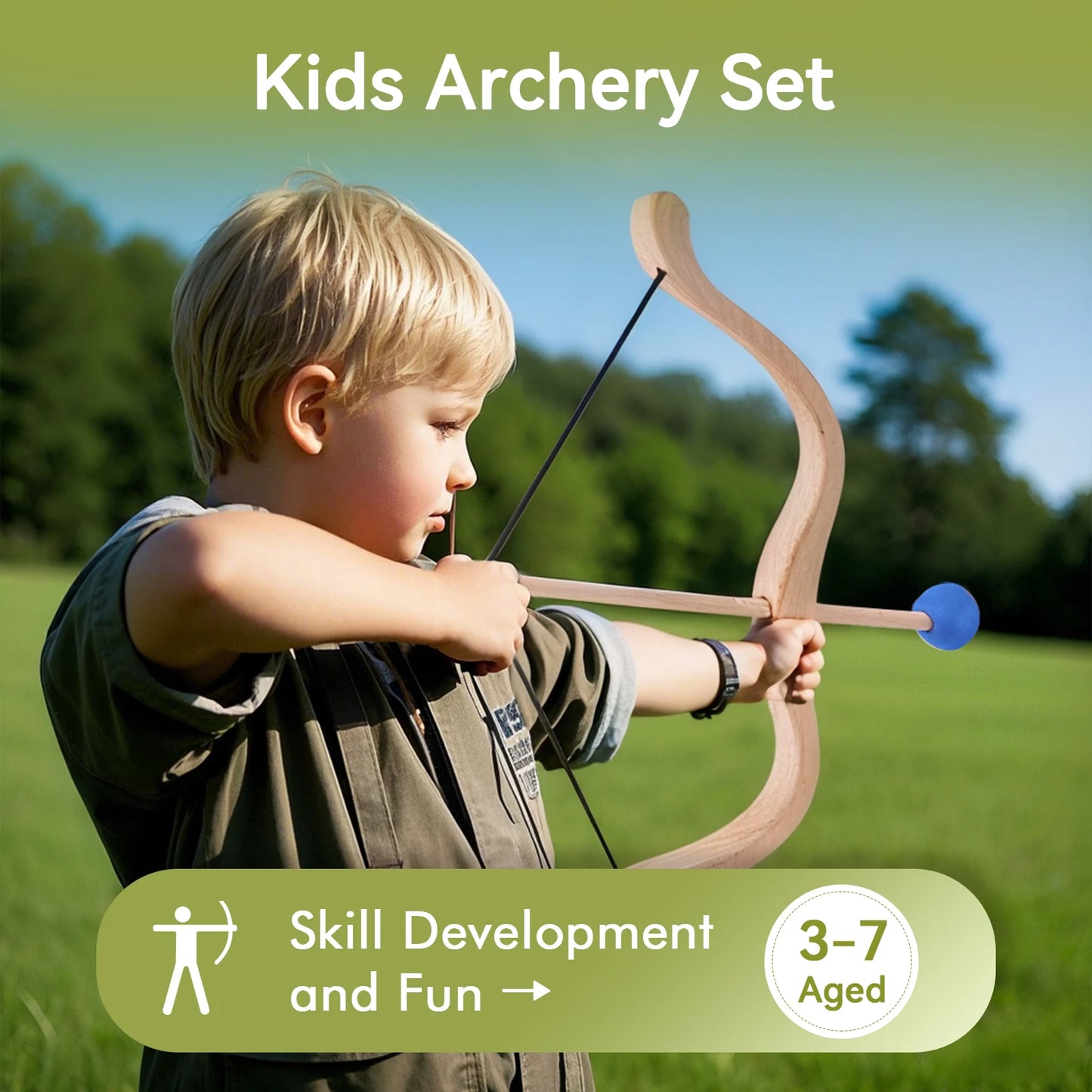 Montessori Wooden Bow & Arrow Toy Set