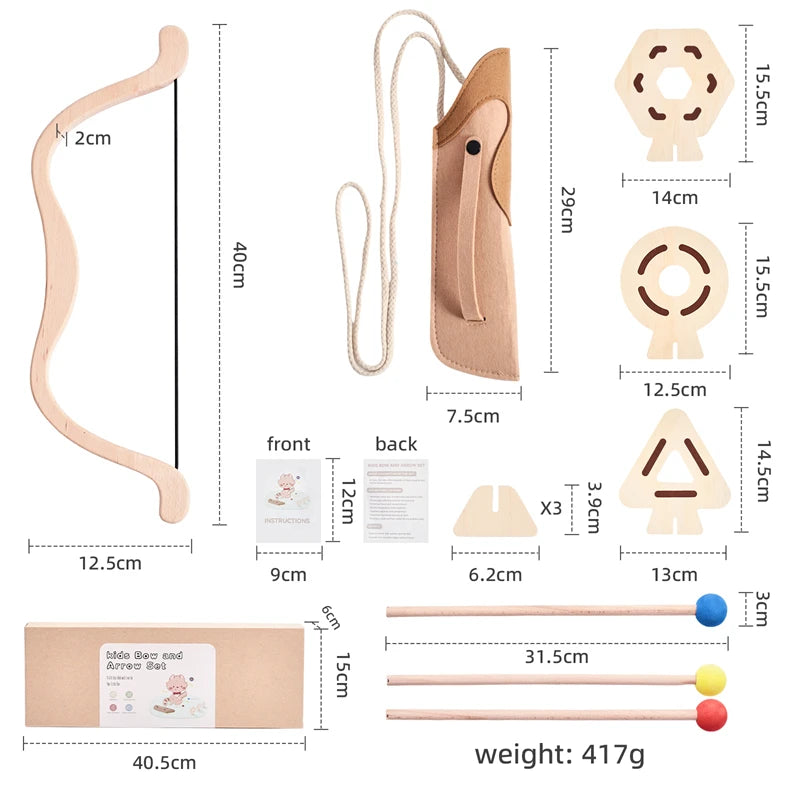 Montessori Wooden Bow & Arrow Toy Set