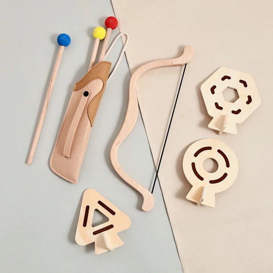 Montessori Wooden Bow & Arrow Toy Set