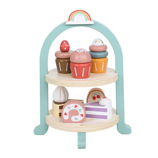 Montessori Wooden Cupcake Stand – Pretend Play Dessert Set