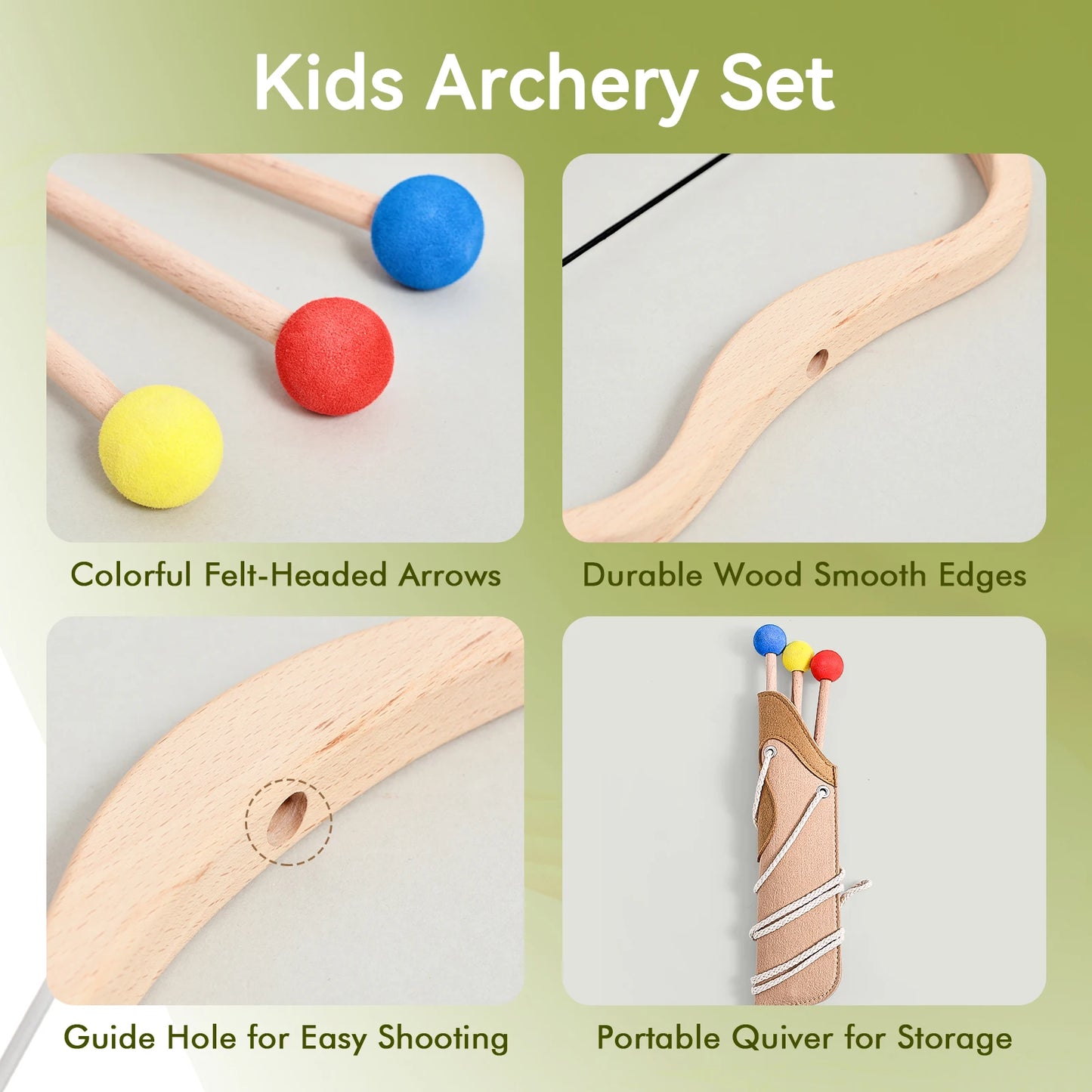 Montessori Wooden Bow & Arrow Toy Set