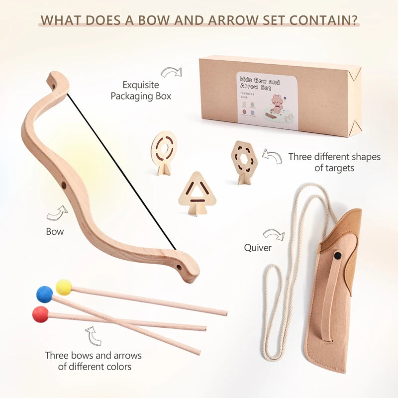 Montessori Wooden Bow & Arrow Toy Set