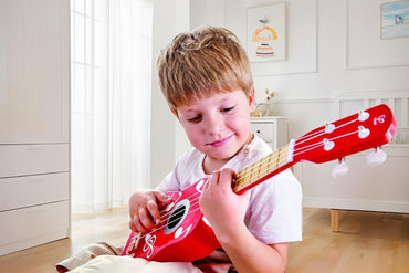 Hape Kid's Wooden Toy Ukulele, Red