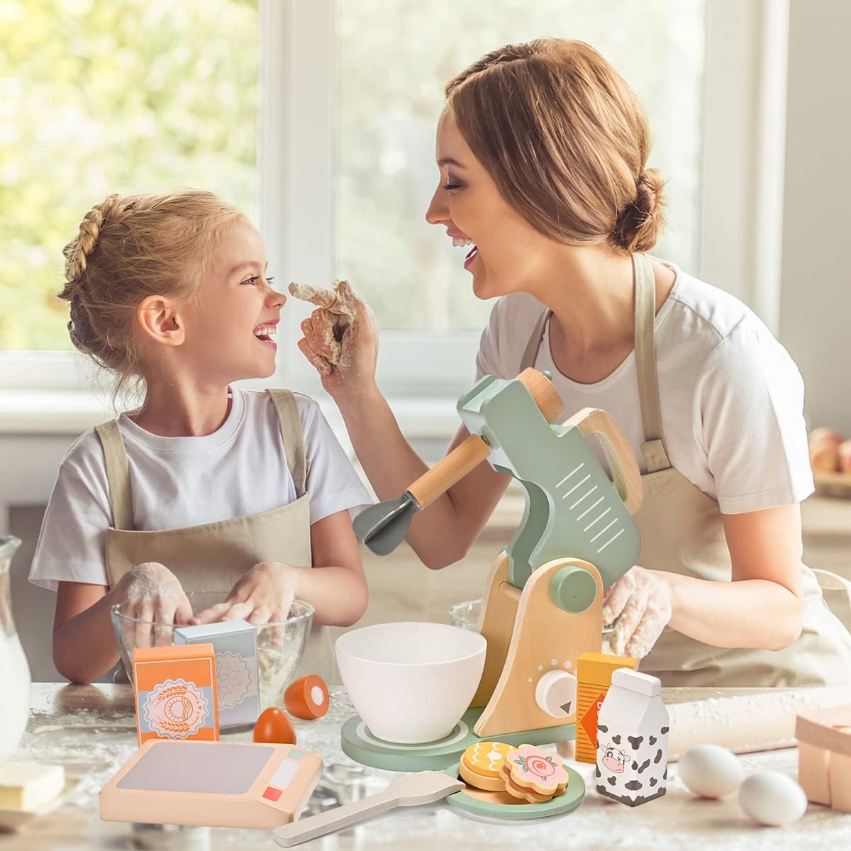 Montessori Wooden Mixer Set – Pretend Baking Play