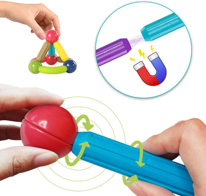 Montessori Magnetic Building Rods & Balls Set