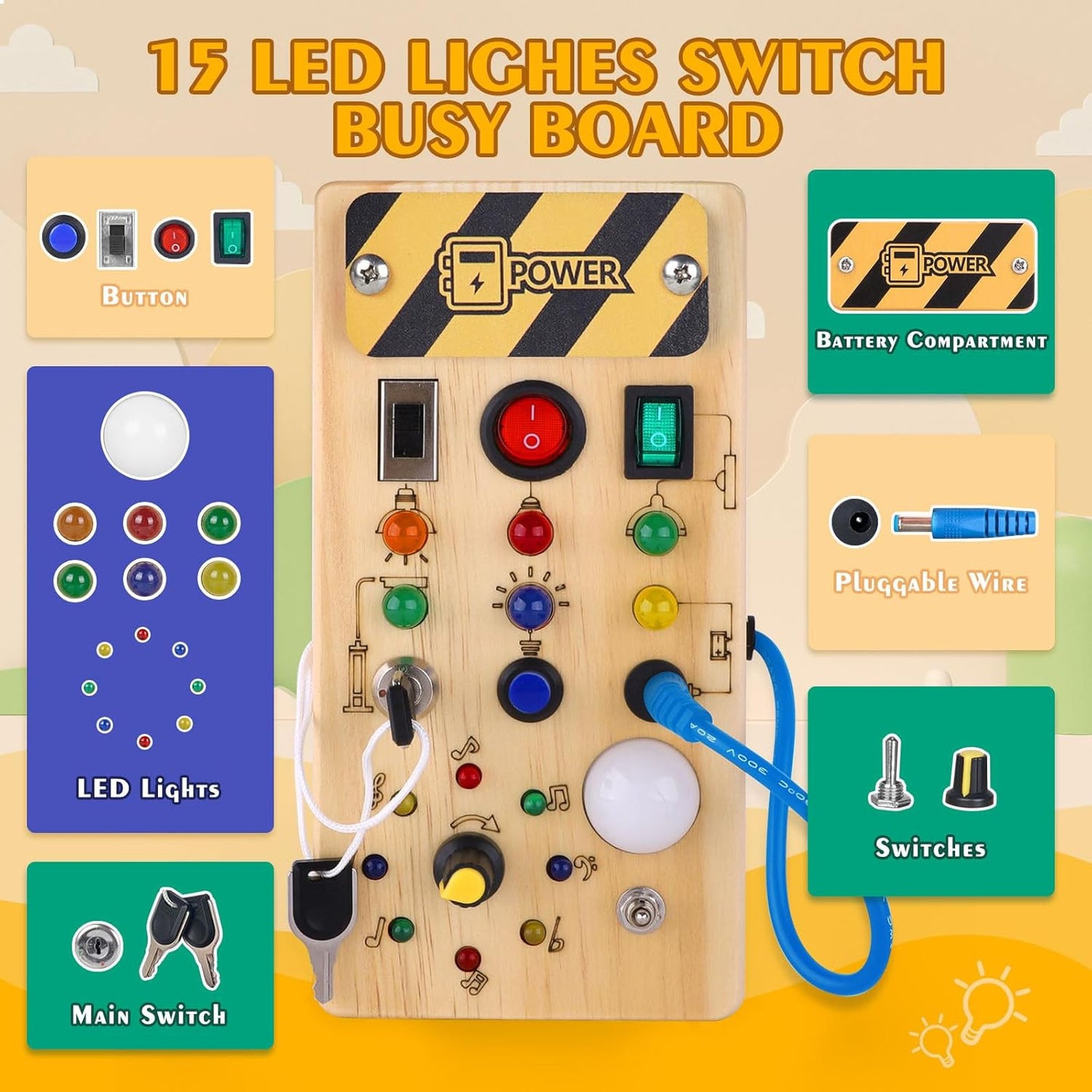 Montessori Wooden Light Switch Board