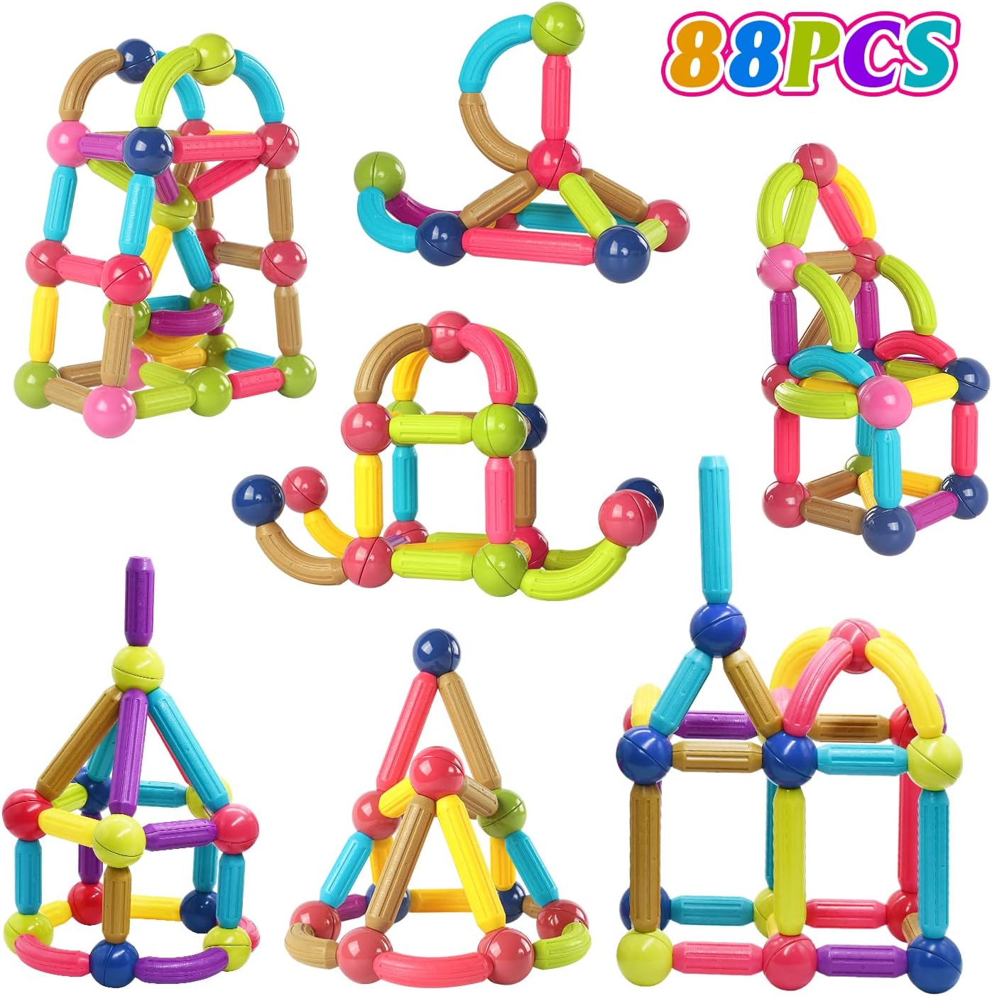 Montessori Magnetic Building Rods & Balls Set