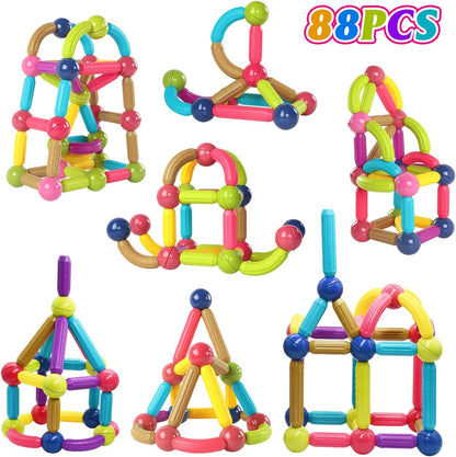 Montessori Magnetic Building Rods & Balls Set