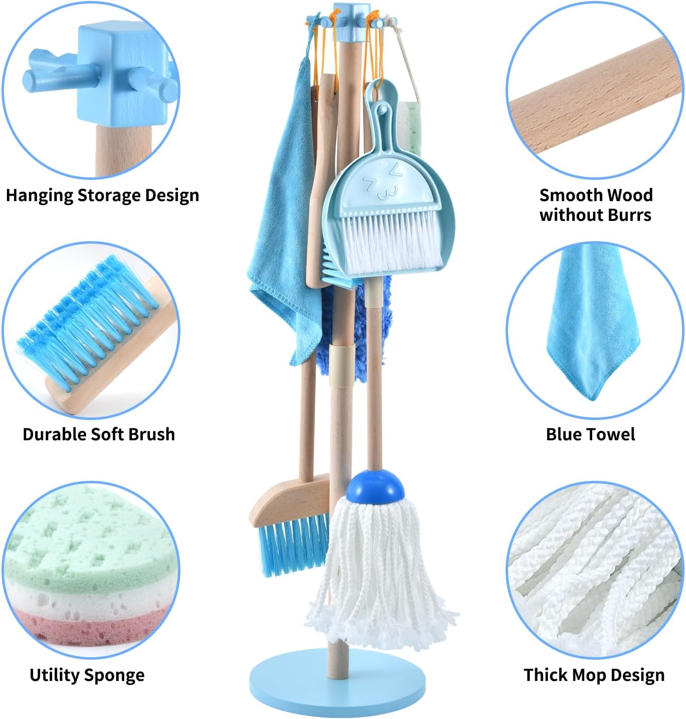 Montessori Wooden Cleaning Set – Broom, Mop & Housekeeping Tools
