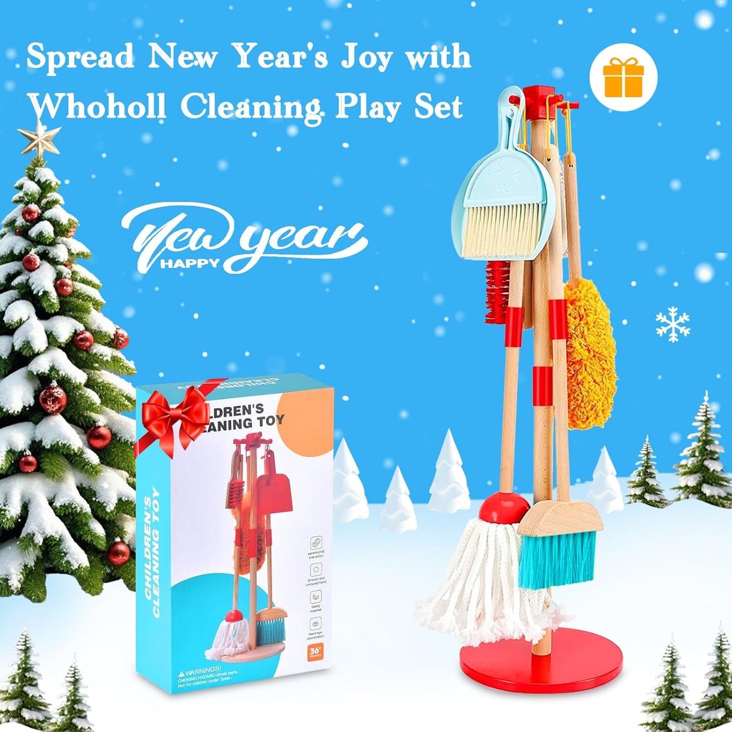 Montessori Wooden Cleaning Set – Broom, Mop & Housekeeping Tools