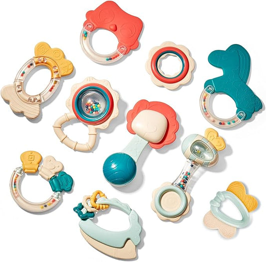 Montessori Silicone Teether & Rattle Set
