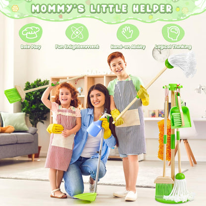 Montessori Wooden Cleaning Set – Broom, Mop & Housekeeping Tools