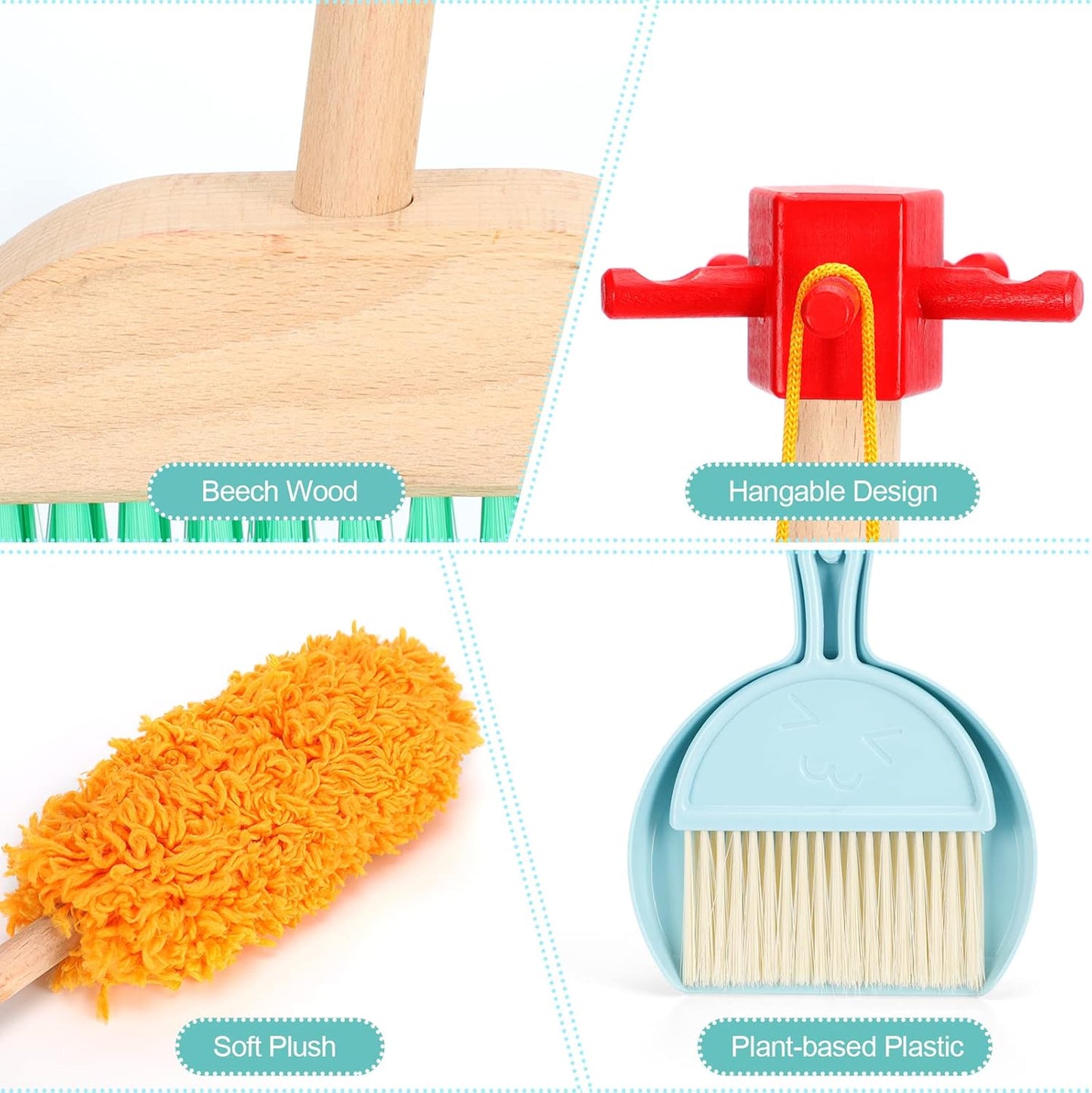 Montessori Wooden Cleaning Set – Broom, Mop & Housekeeping Tools
