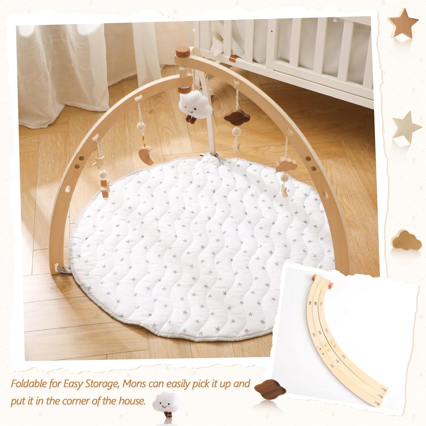 Montessori Wooden Activity Gym & Mat