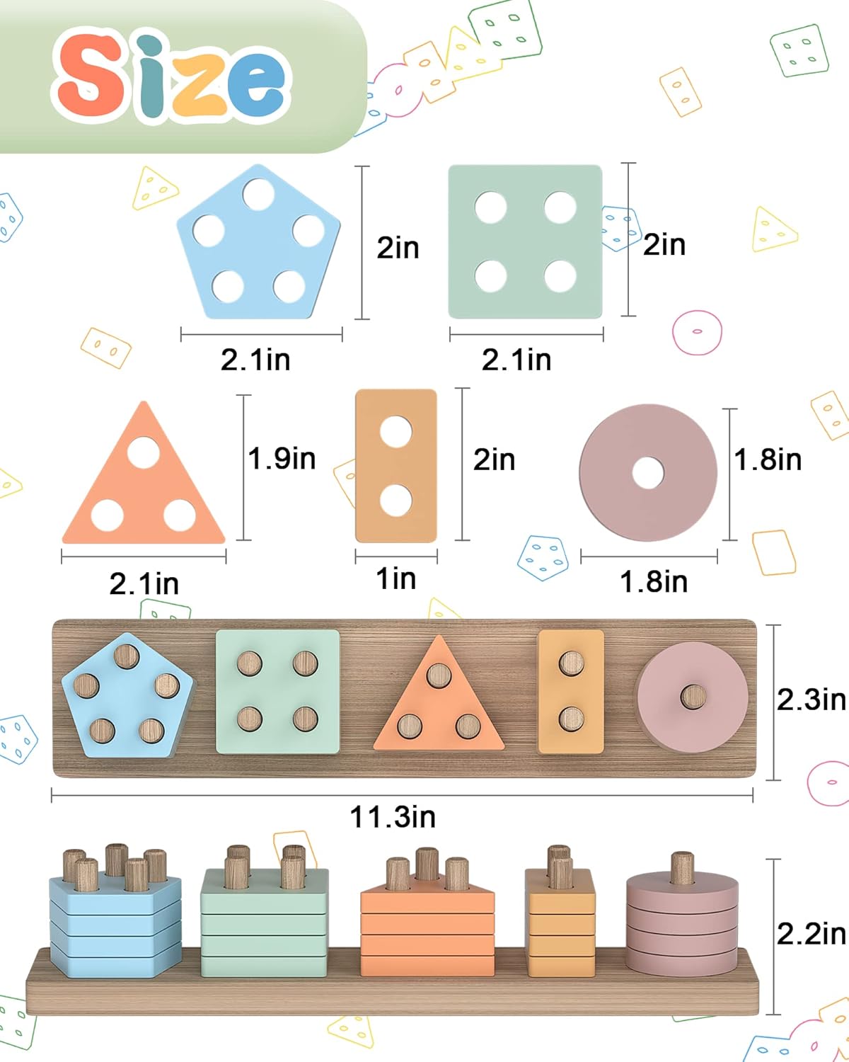 Montessori Wooden Stack & Sort Learning Toy