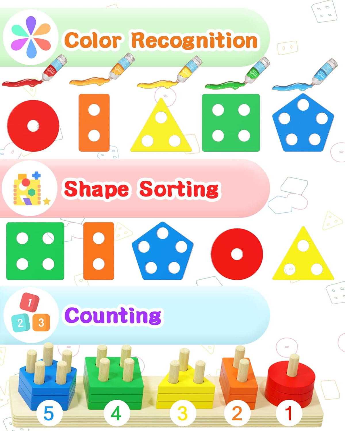 Montessori Wooden Stack & Sort Learning Toy