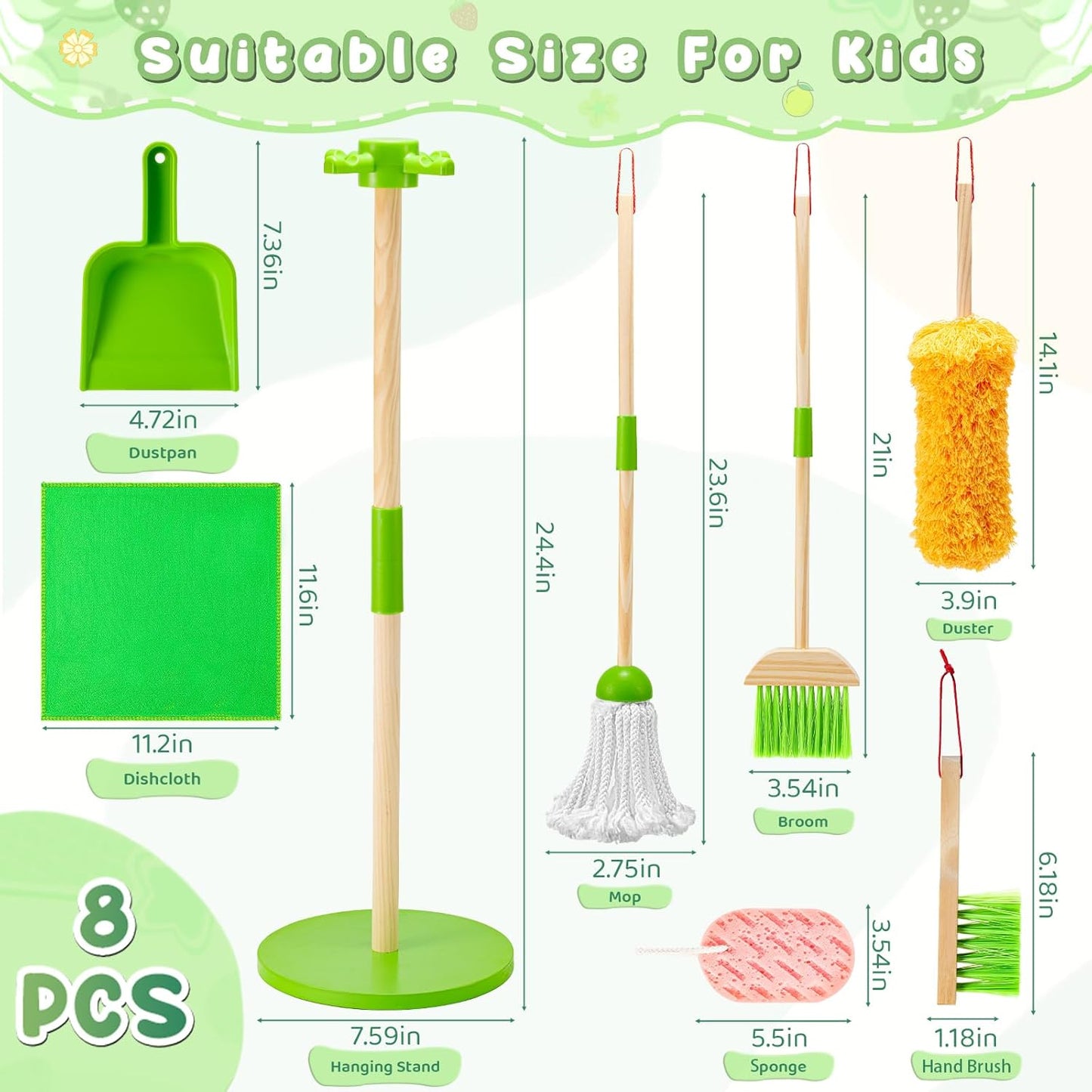 Montessori Wooden Cleaning Set – Broom, Mop & Housekeeping Tools