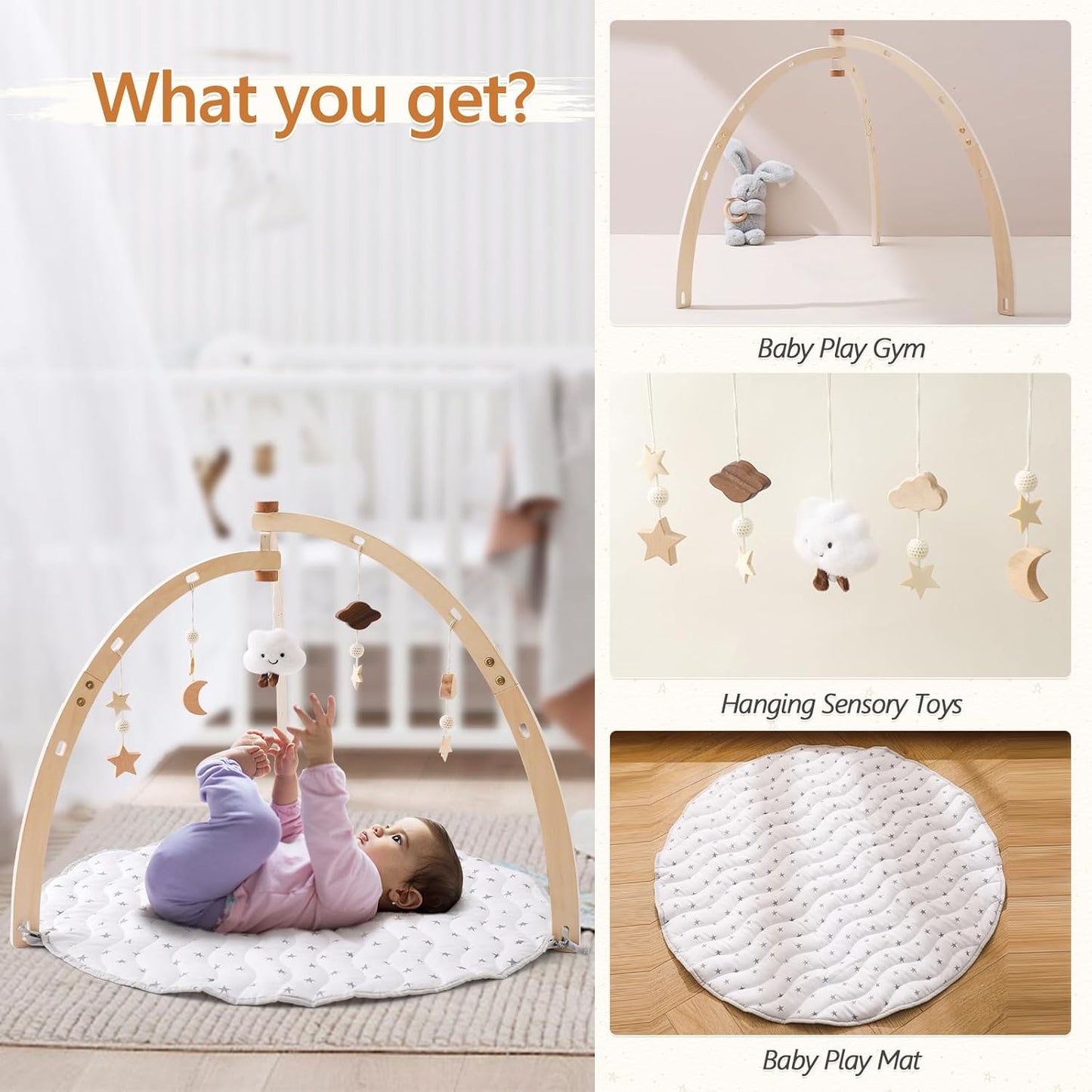 Montessori Wooden Activity Gym & Mat
