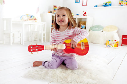 Hape Kid's Wooden Toy Ukulele, Red