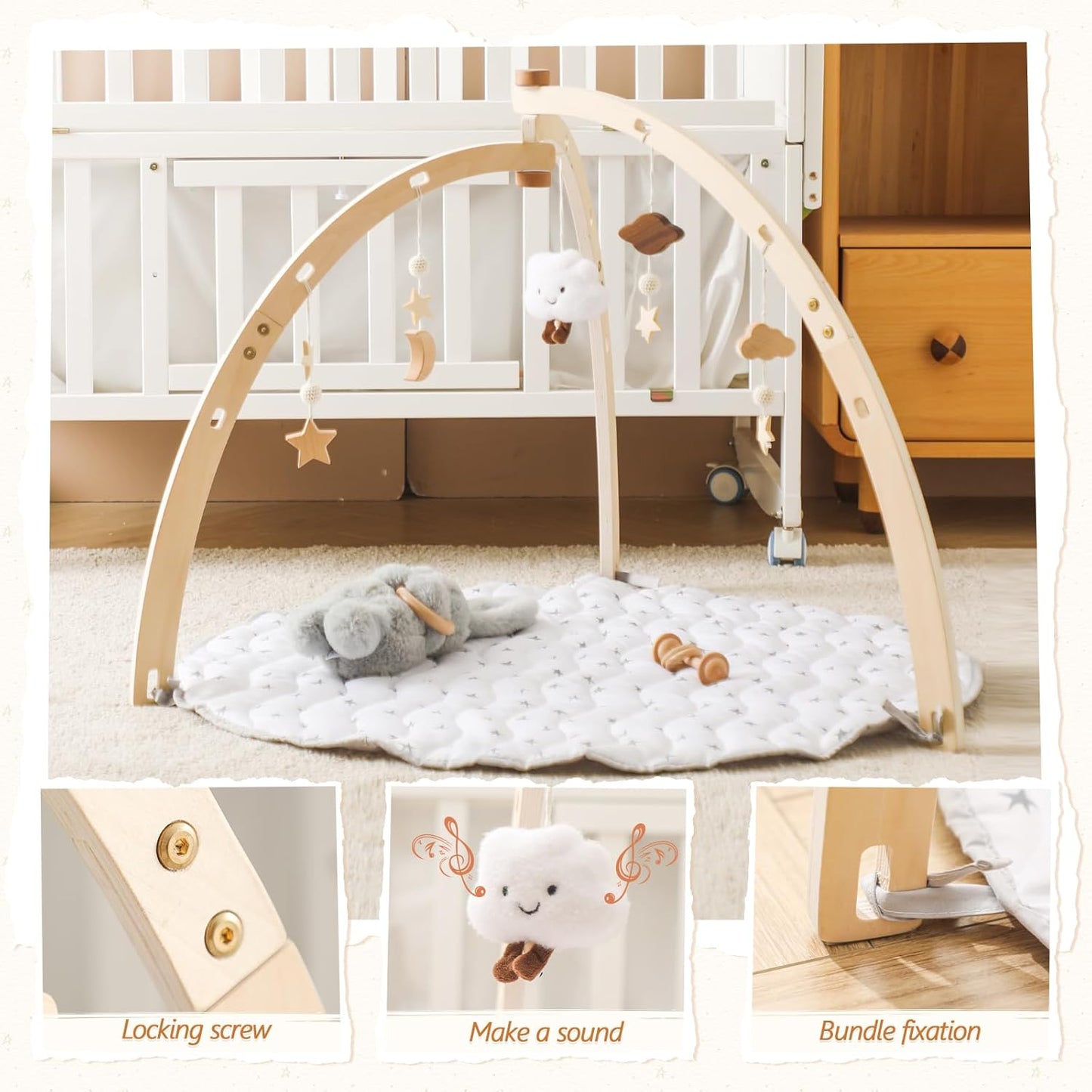 Montessori Wooden Activity Gym & Mat