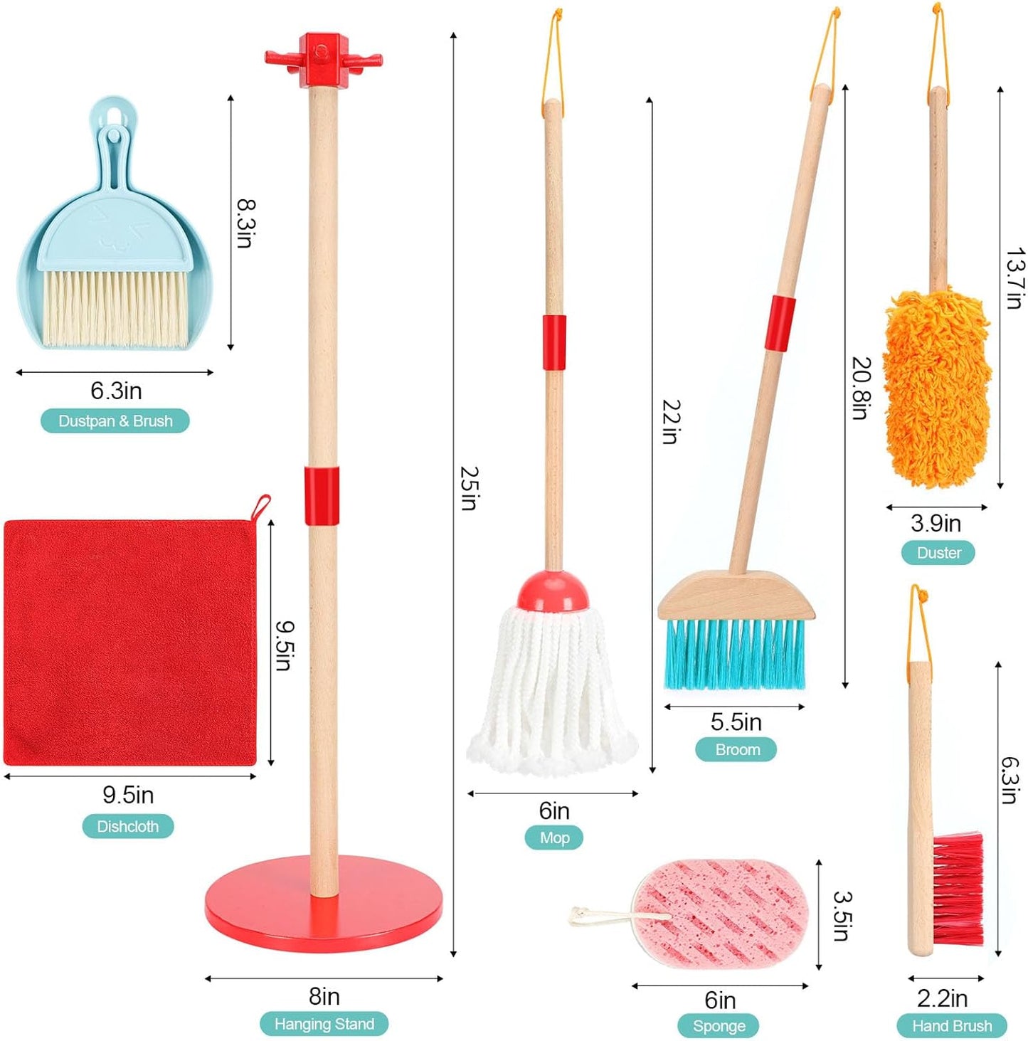 Montessori Wooden Cleaning Set – Broom, Mop & Housekeeping Tools